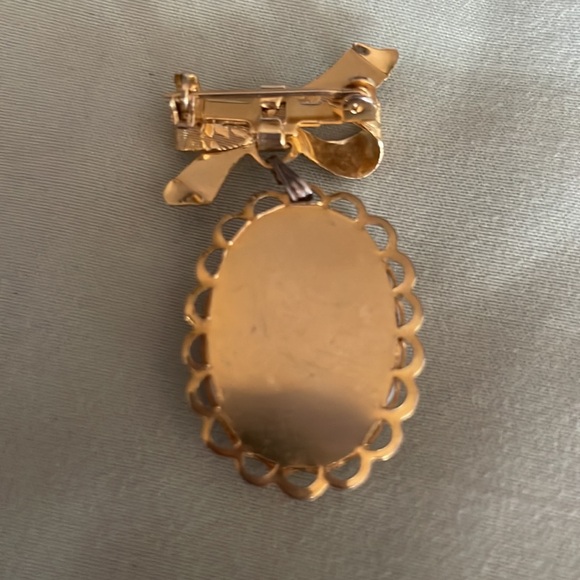 Vintage Floral Brooch Resin Pressed Real Flowers Pin gold tone - Picture 4 of 7